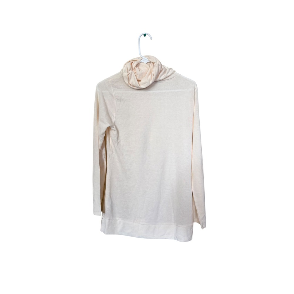 Lisa Rinna Collection Cream Ribbed Long Sleeve Turtleneck Top XS